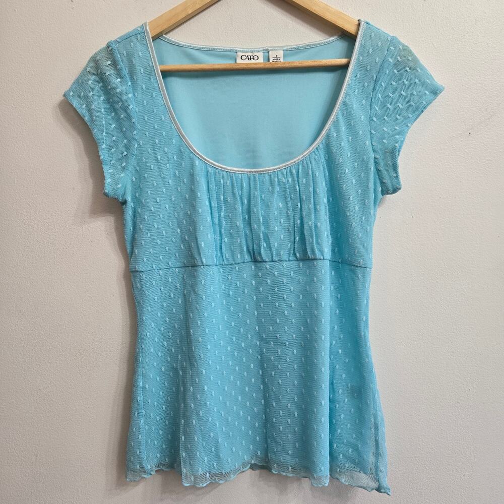 Cato Womens Vintage Y2K Fairy Indie Cottage Babydoll Sheer Mesh Swiss Dot Top S